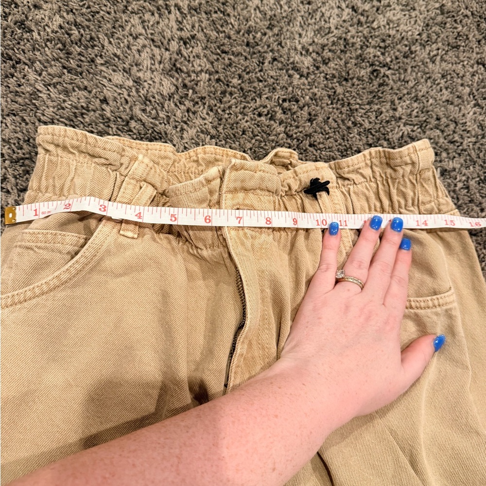 Beige paper bag High-Waist Pants